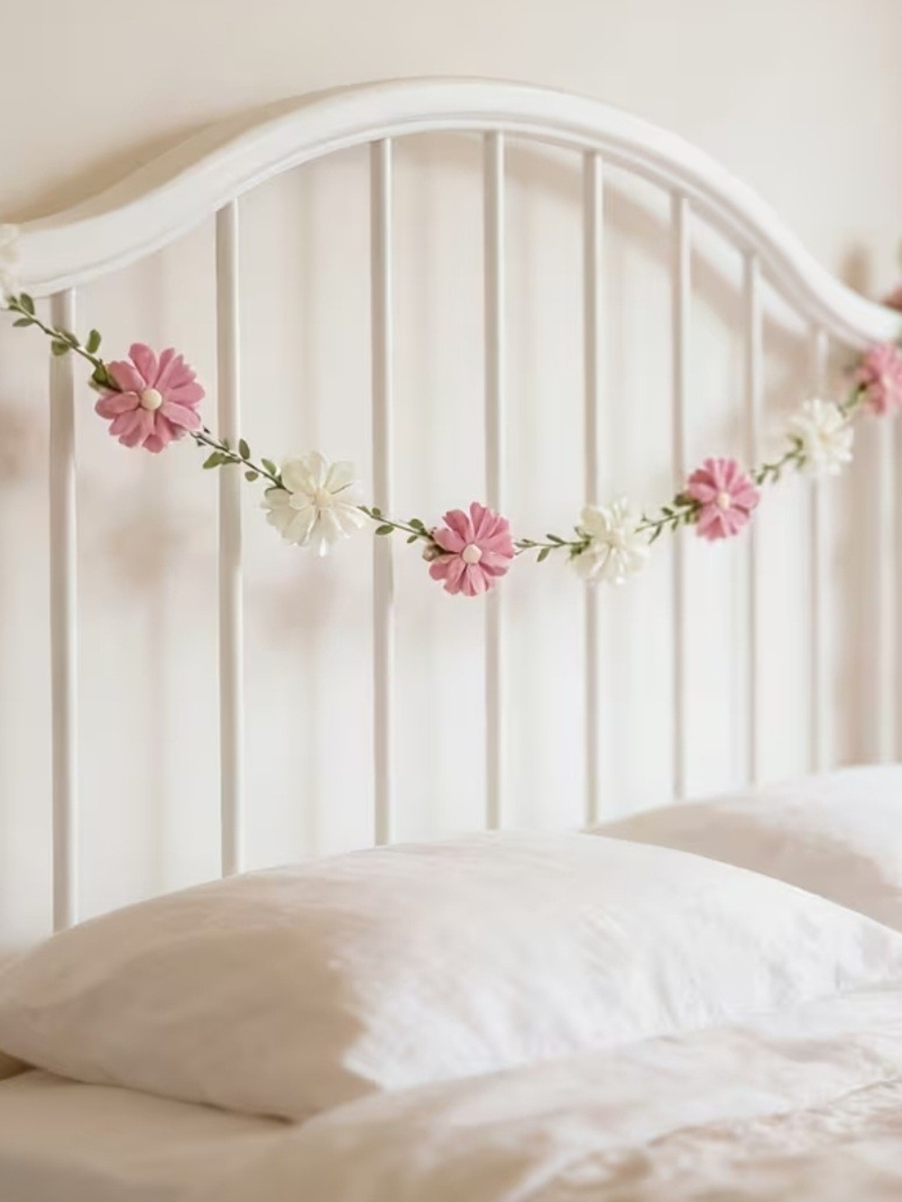 Floral Felt Garland Pink and White Home Accent